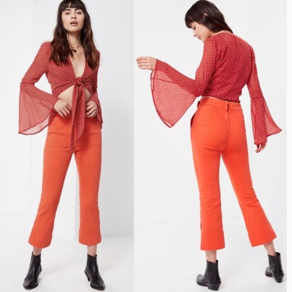 BDG Coral orange cropped flare pants - Picture 1 of 8